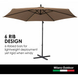 Milano Outdoor 3 Metre Cantilever Umbrella UV Sunshade Garden Patio Deck - Latte