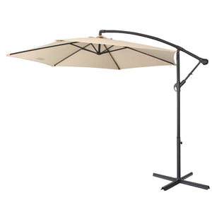 Milano Outdoor 3 Metre Cantilever Umbrella UV Sunshade Garden Patio Deck - Beige