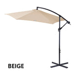 Milano Outdoor 3 Metre Cantilever Umbrella UV Sunshade Garden Patio Deck - Beige