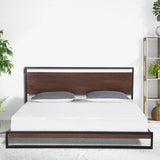 Milano Decor Azure Bed Frame With Headboard Black Wood Steel Platform Bed - Single - Black