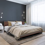 Milano Decor Azure Bed Frame With Headboard Black Wood Steel Platform Bed - Single - Black