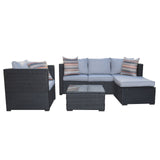 Arcadia Furniture Outdoor Rattan 4 Piece Sofa Lounge Set Home Garden Patio - Black and Grey