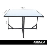 Arcadia Furniture 5 Piece Outdoor Dining Table Set Rattan Table Chairs Garden - Black and Grey