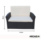 Arcadia Furniture Outdoor 4 Piece Sofa Lounge Set Wicker Rattan Garden - Black and Grey