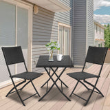 Arcadia Furniture Outdoor 3 Piece Foldable Rattan Coffee Table Set Garden Patio - Black