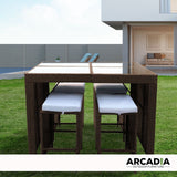 Arcadia Furniture Outdoor 5 Piece Bar Table Set Rattan and Cushions Patio Dining - Oatmeal and Grey