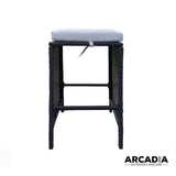 Arcadia Furniture Outdoor 5 Piece Bar Table Set Rattan and Cushions Patio Dining - Black and Grey