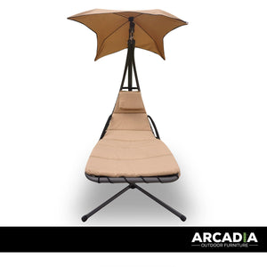 Arcadia Furniture Hammock Swing Chair Chaise Lounger Beige Waterproof Outdoor