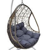 Arcadia Furniture Rocking Egg Chair Swing Lounge Hammock Pod Wicker Curved - Oatmeal and Grey