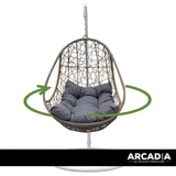 Arcadia Furniture Rocking Egg Chair Swing Lounge Hammock Pod Wicker Curved - Oatmeal and Grey