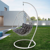 Arcadia Furniture Rocking Egg Chair Swing Lounge Hammock Pod Wicker Curved - White and Grey