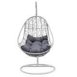 Arcadia Furniture Rocking Egg Chair Swing Lounge Hammock Pod Wicker Curved - White and Grey