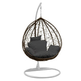 Arcadia Furniture Rocking Egg Chair Outdoor Wicker Rattan Patio Garden Tear Drop - Oatmeal and Grey