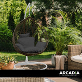 Arcadia Furniture Rocking Egg Chair Outdoor Wicker Rattan Patio Garden Tear Drop - Oatmeal and Grey