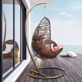 Arcadia Furniture Hanging Basket Egg Chair Outdoor Wicker Rattan Patio Garden - Brown and Coffee