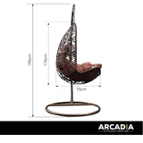 Arcadia Furniture Hanging Basket Egg Chair Outdoor Wicker Rattan Patio Garden - Brown and Coffee