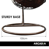 Arcadia Furniture Hanging Basket Egg Chair Outdoor Wicker Rattan Patio Garden - Brown and Coffee