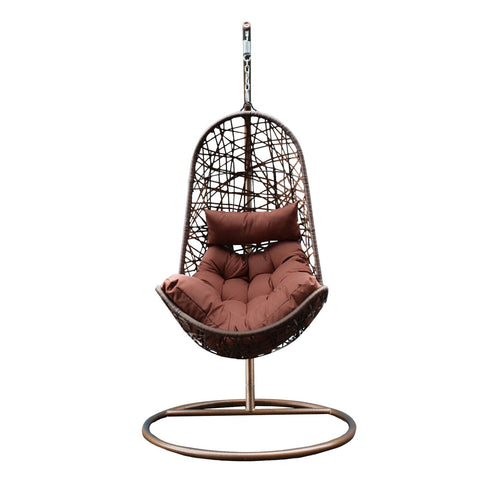 Arcadia Furniture Hanging Basket Egg Chair Outdoor Wicker Rattan Patio Garden - Brown and Coffee