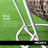 Arcadia Furniture 2 Seater Rocking Egg Chair Outdoor Wicker Rattan Patio Garden - Oatmeal and Grey