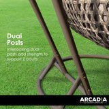 Arcadia Furniture 2 Seater Rocking Egg Chair Outdoor Wicker Rattan Patio Garden - Brown and Grey