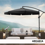 Arcadia Furniture 3M Outdoor Umbrella Grey Cantilever Garden Beach Patio Pool