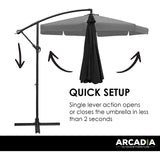 Arcadia Furniture 3M Outdoor Umbrella Grey Cantilever Garden Beach Patio Pool