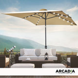 Arcadia Furniture Umbrella 3 Metre Umbrella with Solar LED Lights Garden Yard - Beige