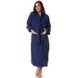 Royal Comfort 100% Cotton Bathrobe Waffle Unisex Ultra Soft Absorbent Durable - Small - Navy