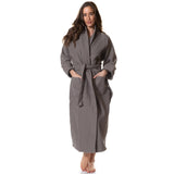 Royal Comfort 100% Cotton Bathrobe Waffle Unisex Ultra Soft Absorbent Durable - Small - Charcoal