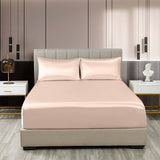 Royal Comfort Satin Sheet Set 3 Piece Fitted Sheet Pillowcase Soft  - King - Champagne Pink