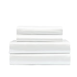 Royal Comfort Satin Sheet Set 4 Piece Fitted Flat Sheet Pillowcases  - King - White