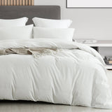 Royal Comfort Velvet Corduroy Quilt Cover Set Super Soft Luxurious Warmth - Queen - White