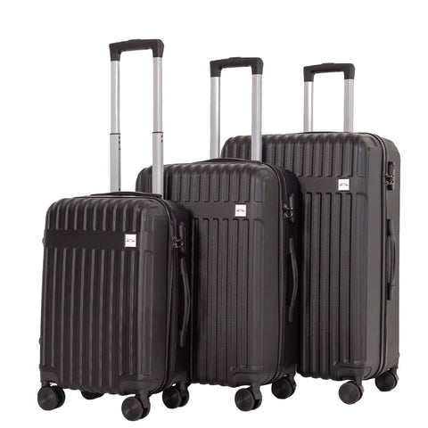 Milano Decor 3 Piece Luggage Set Travel Hard Case 20" 24" 28" Hard Case Durable - Black