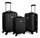 Milano Deluxe 3pc ABS Luggage Suitcase Luxury Hard Case Shockproof Travel Set - Black