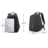 Anti Theft Backpack Waterproof bag School Travel Laptop Bags USB Charging - Black