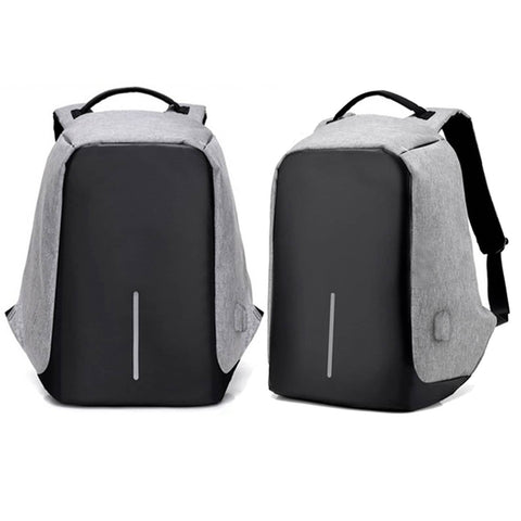 Anti Theft Backpack Waterproof bag School Travel Laptop Bags USB Charging - Grey