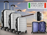 Milano XPander 3pc ABS Luggage Suitcase Luxury Hard Case Shockproof Travel Set - Silver