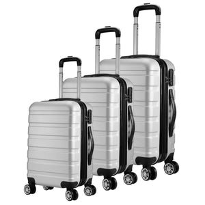 Milano XPander 3pc ABS Luggage Suitcase Luxury Hard Case Shockproof Travel Set - Silver