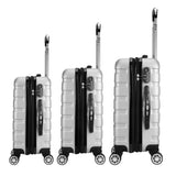 Milano XPander 3pc ABS Luggage Suitcase Luxury Hard Case Shockproof Travel Set - Silver