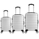 Milano XPander 3pc ABS Luggage Suitcase Luxury Hard Case Shockproof Travel Set - Silver