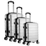 Milano XPander 3pc ABS Luggage Suitcase Luxury Hard Case Shockproof Travel Set - Silver