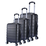 Milano XPander 3pc ABS Luggage Suitcase Luxury Hard Case Shockproof Travel Set - Black