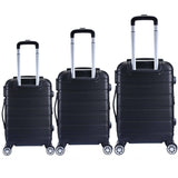 Milano XPander 3pc ABS Luggage Suitcase Luxury Hard Case Shockproof Travel Set - Black