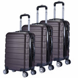 Milano XPander 3pc ABS Luggage Suitcase Luxury Hard Case Shockproof Travel Set - Brown