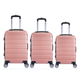 Milano XPander 3pc ABS Luggage Suitcase Luxury Hard Case Shockproof Travel Set - Rose Gold