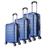 Milano XPander 3pc ABS Luggage Suitcase Luxury Hard Case Shockproof Travel Set - Blue