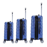 Milano XPander 3pc ABS Luggage Suitcase Luxury Hard Case Shockproof Travel Set - Blue