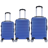 Milano XPander 3pc ABS Luggage Suitcase Luxury Hard Case Shockproof Travel Set - Blue