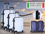 Milano XPander 3pc ABS Luggage Suitcase Luxury Hard Case Shockproof Travel Set - White