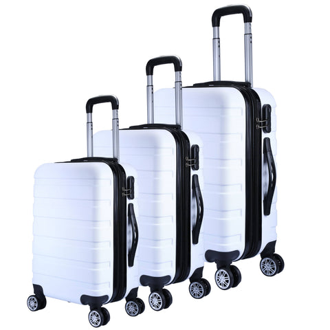 Milano XPander 3pc ABS Luggage Suitcase Luxury Hard Case Shockproof Travel Set - White